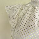 Tommy Hilfiger  Mock neckline ruffle Flutter Sleeve top MEDIUM pin dots off white Photo 6