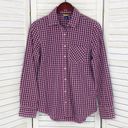 Prince And Fox  Gingham Check Button Front Oxford Shirt Pink Blue Medium Photo 6