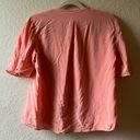 Joie  peach coral 100% silk career button summer minimalist butterfly v-neck cute Photo 6