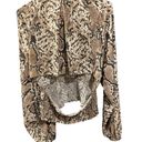 idem Ditto  Faux Snakeskin Cropped Long Sleeve Wrap Style Smock Cutout Blouse Photo 2