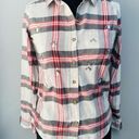SO Sz S Embellished Plaid Flannel Button Down Top Photo 8