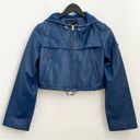 BCBGMAXAZRIA  Blue Cropped Hooded 100% Leather Jacket Size XS Photo 6