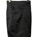Bebe Vintage Y2K  Body Con Above Knee Skirt Black Satin Stretch Top Stitch Size 2 Photo 0