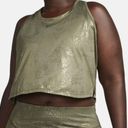 Nike  Dri-FIT One Women's Printed Training Tank Top Cropped Size 1X Green Gold Photo 0