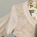 belle du jour Crochet Front Henley Button Blouse Top Ivory White Photo 5