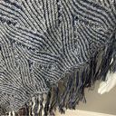 BCBG MaxAzria poncho sweater turtle funnel neck fringe denim blue grey one size Photo 6