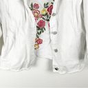 Rafaella  White Embroidered Frayed Hem Button Pockets Jean Jacket, Size Medium Photo 5