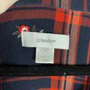 cj banks Womens Plaid Embroidered Long Sleeve Shirt Plus Size X or 14W Navy Red Photo 2