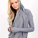 Zyia  Active Haze Yoga Wrap Shawl Hooded Shirt Top Size Small Heather Gray Photo 6