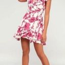 Free People  Floral Wrap Mini Dress Ruffle Cap Sleeve Tie Bow Viscose Flower EUC Photo 14