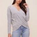 ASTR  The Label wrap front criss cross wrap sweater gray medium Nordstrom Revolve Photo 1