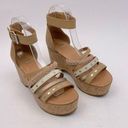 Frye  Leather/Cork Wedge Sandals Color Tan/ Brown SZ 6. NWOT Photo 0