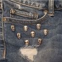 Hot Topic Skull Studded Distressed Denim Shorts Photo 2