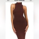 Naked Wardrobe NWOT  Chocolate Brown Sleeveless Mock Neck Maxi Dress Photo 2