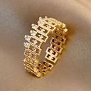 18K Gold Plated Adjustable Open Ring for Women,Statement Ring,Gold Ring Photo 1