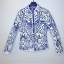 J. McLaughlin  Reversible Blue and White Paisley Quilted Fiji Silk Jacket Size M Photo 5