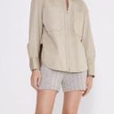 ZARA NWT  nude neutral zippered shirt with patch pockets women's size small Photo 0