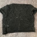 Coldwater Creek Boho Crochet Festival Vest Size 4 Cropped Hippie Black Chunky Knit Hipster 34" Photo 7