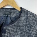 Talbots Classic Preppy Navy Blue Tweed Ruffle Blazer Jacket Cotton Wool womens 8 Photo 2