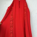 Alya Beautiful red summer Holter dress Sz Small Embroider details Back Keyhole Photo 6