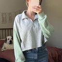 Blue Blush Colorblock cropped quarter zip Photo 0