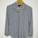 Banana Republic  Collared Pj Striped Blouse Top Button Down Xs Black White Photo 6