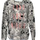 Guess  Long Lost Nights Paint Splatter Black White Pink Crew Neck Sweatshirt XS Photo 0