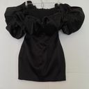 House Of CB  'Selena' Black Satin Puff Shoulder Dress off shoulder /Size XS NWOT Photo 13