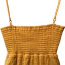 American Eagle AE Maize Yellow Wrap Mini Dress Sz. M Smocked Back Ruffle Hem Photo 3