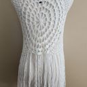 Full Tilt Ivory Knit Fringe Top, Women's Small Photo 6