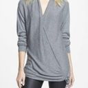 Leith  Side Tie Wrap Sweater Gray Long Sleeve Rayon Cotton WOOL Blend Surplice SM Photo 1