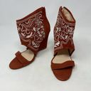 Anthropologie  Plomo Paula Embroidered Wedge Sandals Rust Size 37 / US 6.5 Photo 2