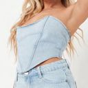 Missguided  Denim Cross Patch Bandana Crop Top in Light Blue Photo 0