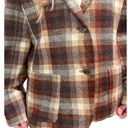 American Vintage Vintage Plaid Wool Blend Blazer Ladies Size MED Brown Earth Tones MED Photo 3