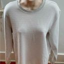 ZARA  waffle knit ivory cream ribbed trim crewneck long sleeve sweatshirt, size S Photo 0