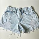 Abercrombie & Fitch  Boyfriend Mid Rise Curve Love Distressed Denim Shorts Photo 0