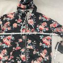 Derek Heart  Black Floral Hooded Zip Up Sweatshirt with Drawstring Photo 6