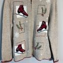 Croft & Barrow Vtg  Ice Skating Christmas Wool Angora Full Zip Sweater Women's L Photo 7