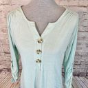 Como vintage  Womens Blouse Top Roll Tab Sleeve Button Stretch Mint Green Size XL Photo 1