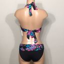 Anne cole  black floral bikini. L-top/M-bottom. NWT Photo 6