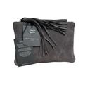 Krass&co New w/Tags White . Pochette-Grey Suede Italian leather with Tassel zip fob Photo 2