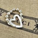 Gucci  Sterling Silver Open Heart Ring Size 6 NEW Toggle & Beaded Photo 3