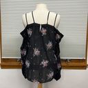 Ro & De  NWT Black Strappy Floral Embroidered Open Shoulder Top Size Medium Photo 5