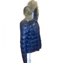 J.Crew  Navy Quilted Down Puffer Jacket with faux Fur Hood Womens Size XS Photo 2