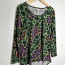 LuLaRoe  Lynnae Long Sleeve Blouse Paisley Print Green/Purple Size Medium Photo 2