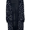 Umgee  Women's Sweaters Polka Dot Duster Open Knit Sweater Pocket Black Small Photo 0