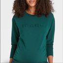 Isabel Maternity  “mama” teal green embroidered crewneck sweatshirt Photo 0