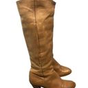 Frye Vintage  Boots Womens 5.5 Crissie Tall Brown Leather Mid Heel Block Zip USA Photo 0