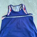 Avia  Athletic 2Fer Tank‎ Top Womens L Blue Pink Floral Mesh Racerback Workout Photo 5