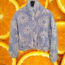 Urban Outfitters  Light‎ Blue with White Flowers Full Zip Fleece Jacket Size XS Photo 0